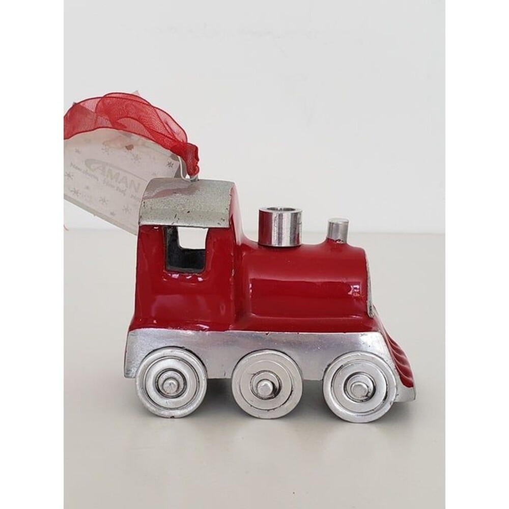 AMAN Red Enameled Train Christmas Ornament